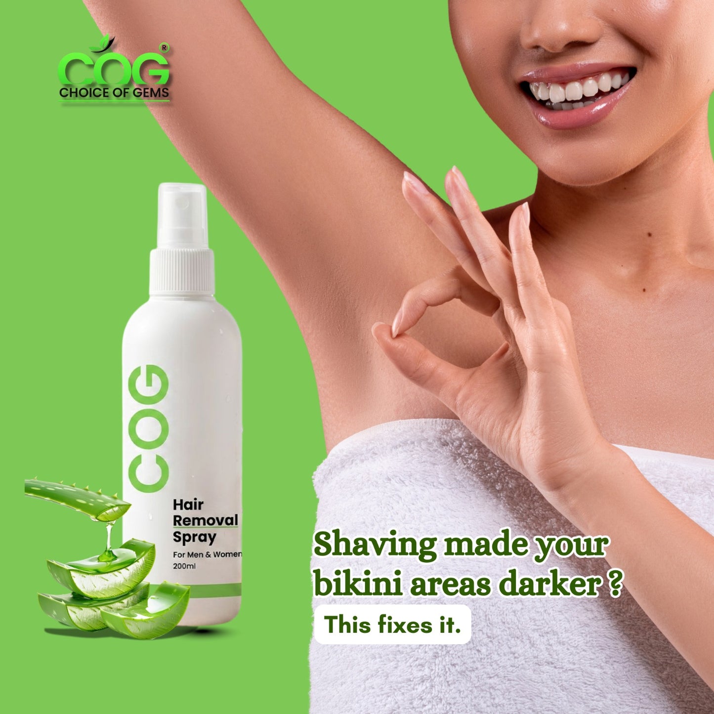 Choice of Gems™ Permanent Hair Removal Spray | 2-Minute Root Hair Removal Formula