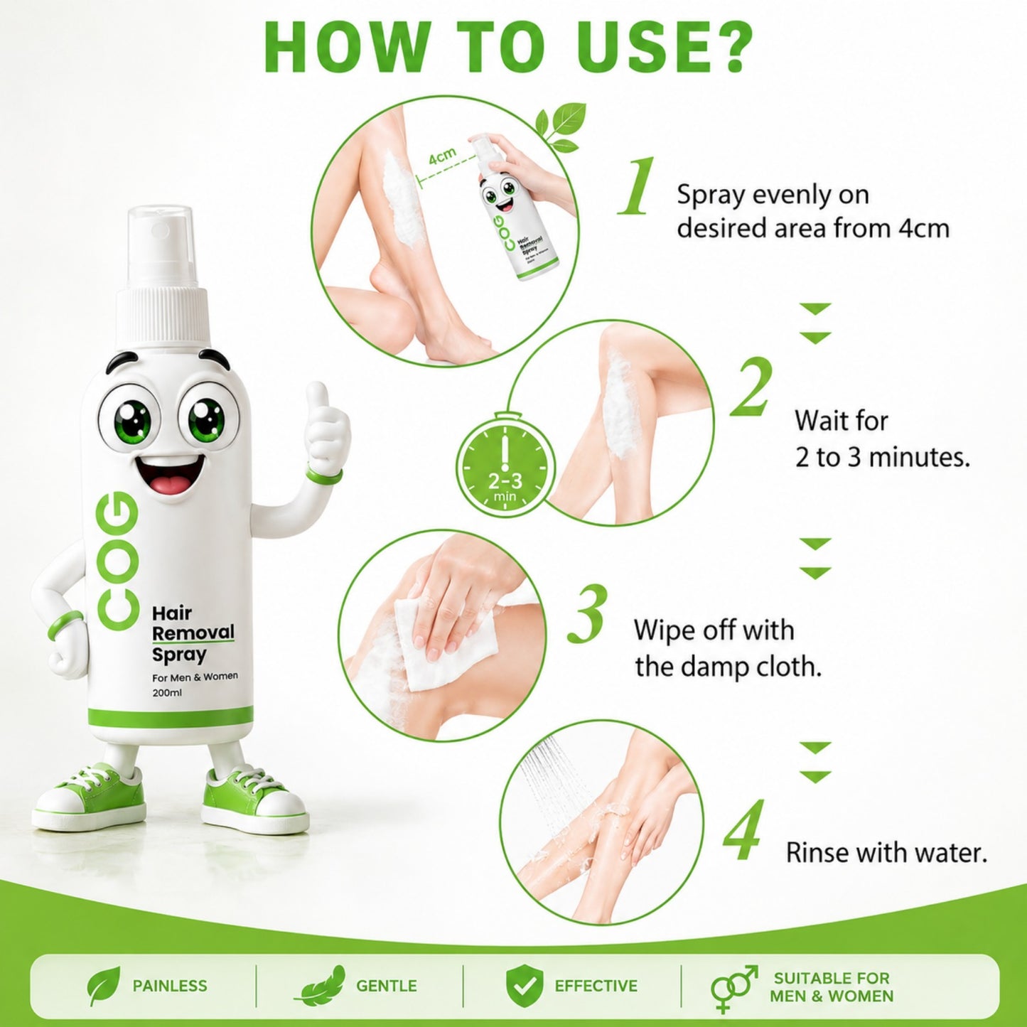 Choice of Gems™ Permanent Hair Removal Spray | 2-Minute Root Hair Removal Formula