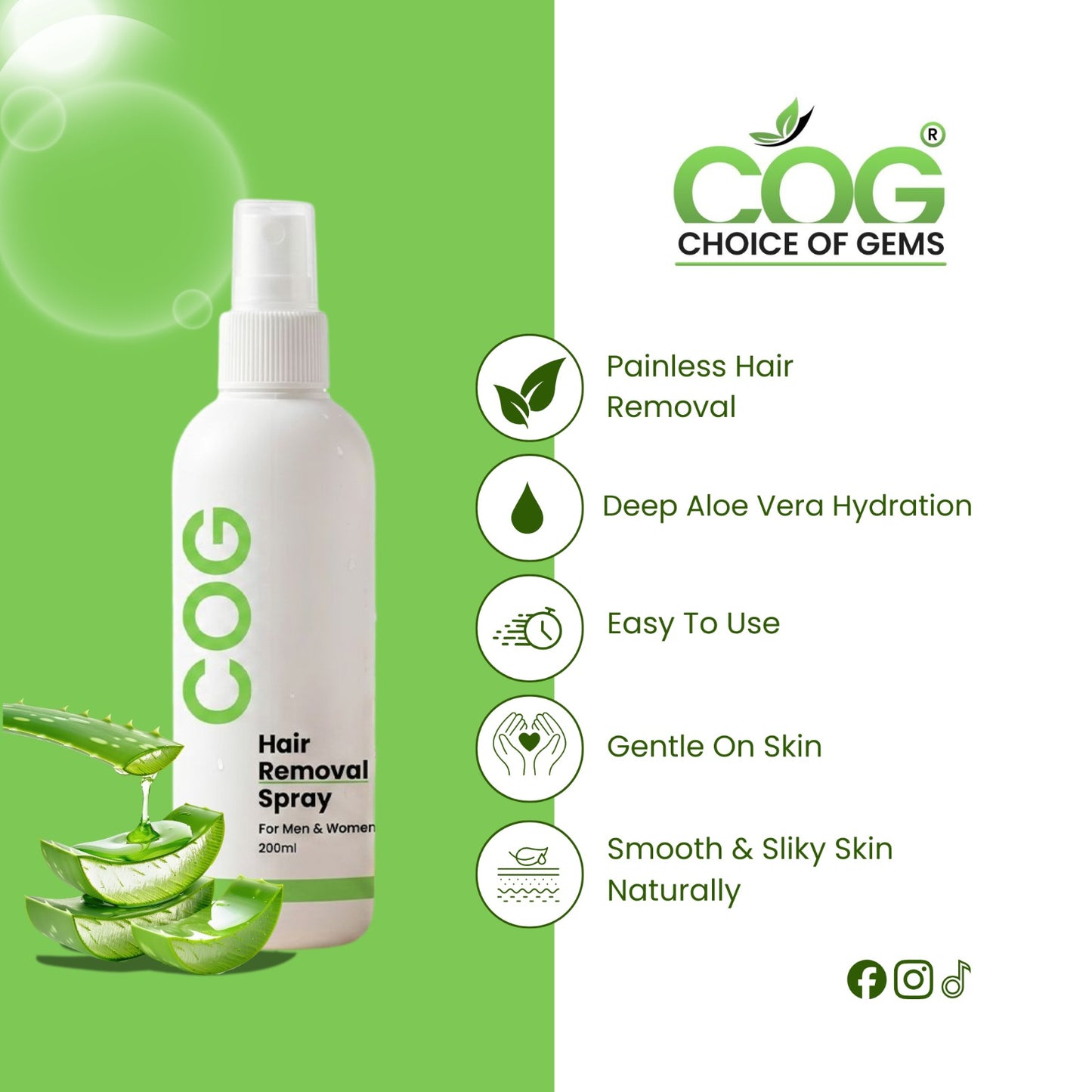 Choice of Gems™ Permanent Hair Removal Spray | 2-Minute Root Hair Removal Formula