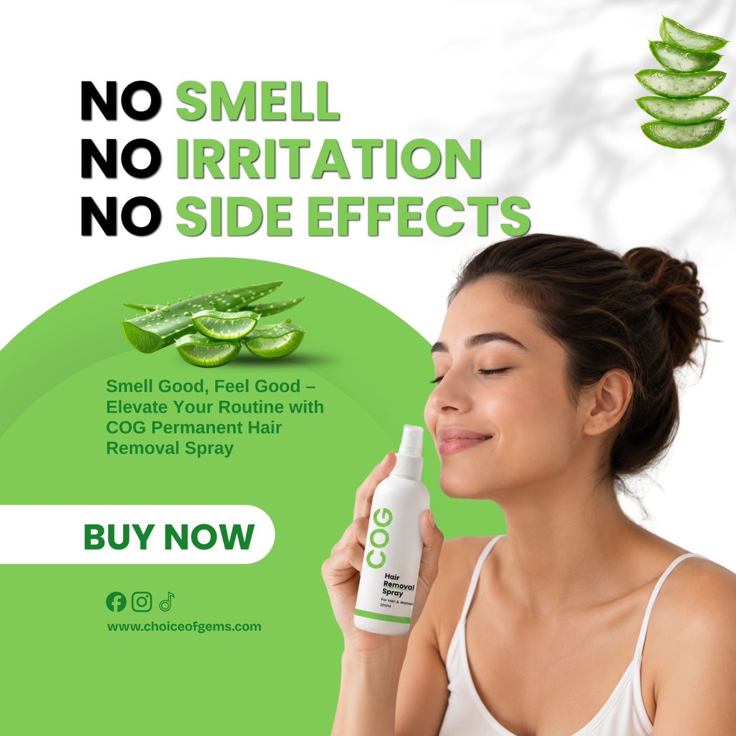 Choice of Gems™ Permanent Hair Removal Spray | 2-Minute Root Hair Removal Formula